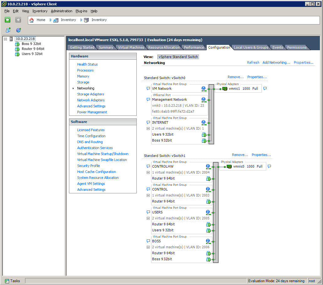 Example of ESXi with two NICs